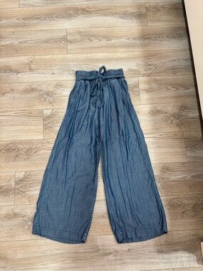 Sneak Peek wide-leg chambray pants